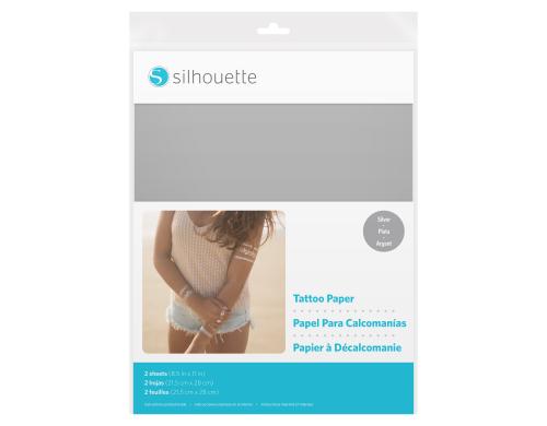 Silhouette Tattoo Papier silber 2 Stck, 21.5 x 27.9 cm