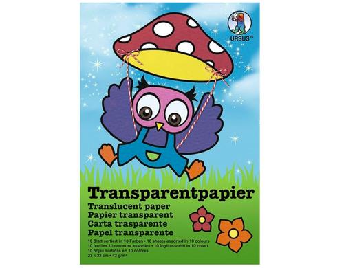 URSUS Transparentpapier 42 g/m2 10 Blatt, 20 x 30 cm, farbig sortiert