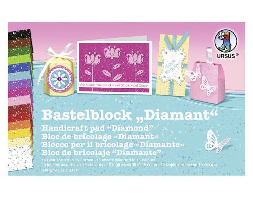 URSUS Designpapier Diamant 300 g/m2 15 Blatt/Farben, 23 x 33 cm