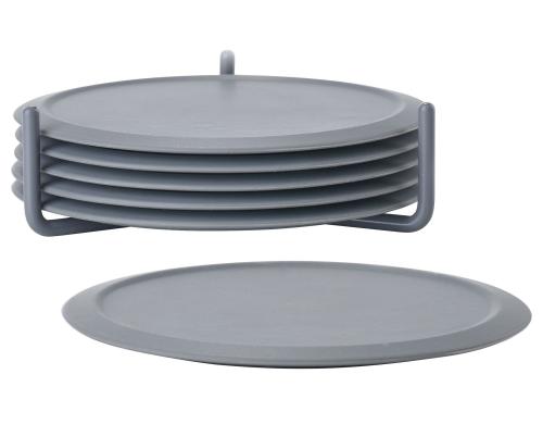 Zone Glasuntersetzer 6er Set dunkelgrau Grsse 10x3.1cm, Metall/Silikon