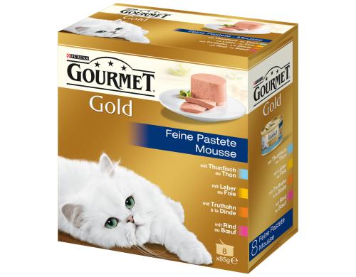 Gourmet Gold Mousse Thunfisch, Leber, Truthahn, Rind, 8x85g