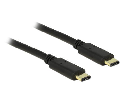 USB2.0-Kabel TypC-TypC: 2m, schwarz max. 480Mbps, Typ-C Stecker beidseitig