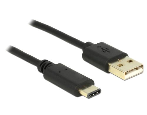 USB2.0-Kabel A-TypC: 2m, schwarz max. 480Mbps, Typ-C