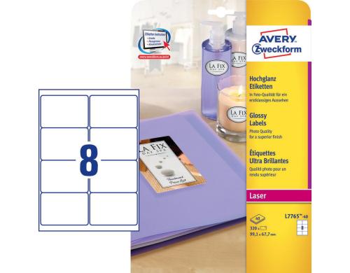 Avery Zweckform Foto-Etiketten, 99.1x67.7 Packung zu 40 Blatt / 320 Etiketten