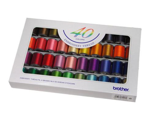 Brother Zubehr Stickfden Set mit 40 Farben Hochglanzgarn (ETS40)