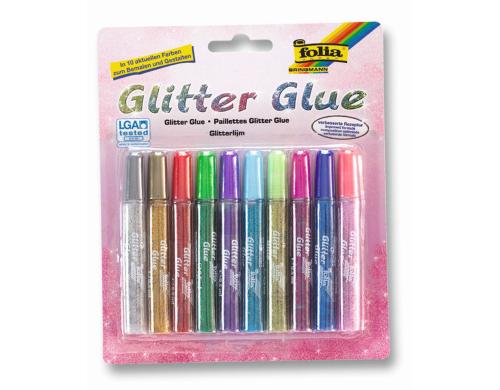 Folia Glitter Glue 10er Set mit 10 Klebestifte  9.5ml