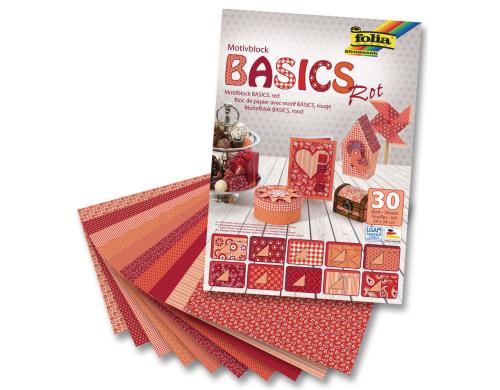 Folia Motivblock Basics rot 30 Blatt, 24x34cm