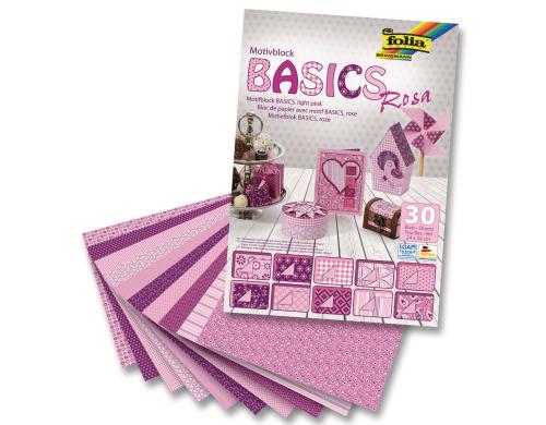 Folia Motivblock Basics rosa 30 Blatt, 24x34cm