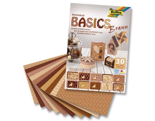 Folia Motivblock Basics braun 30 Blatt, 24x34cm