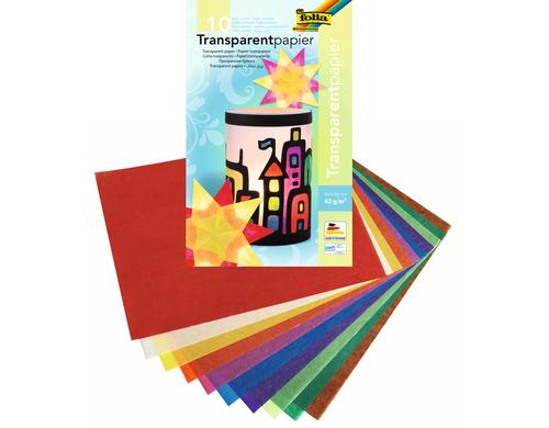 Folia Transparentpapier sortiert 10 Blatt, 18.5x29.7cm