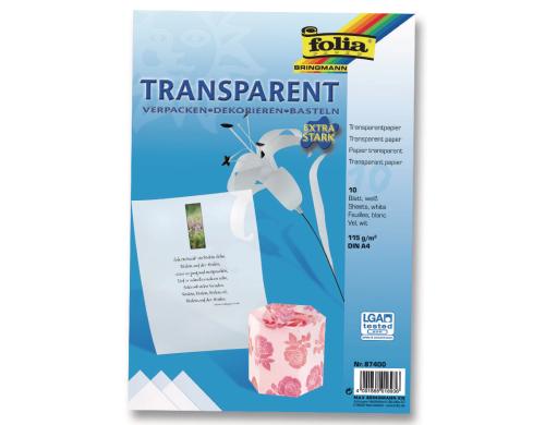 Folia Transparentpapier extra stark weiss 10 Blatt, 21x29.7cm