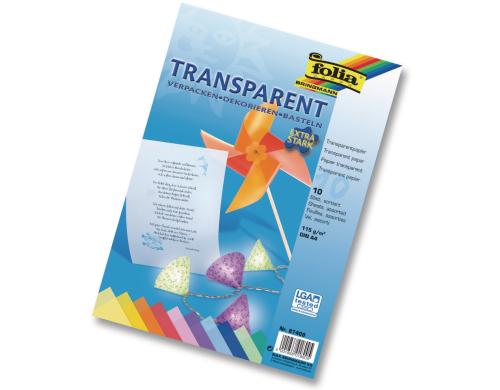 Folia Transparentpapier extra stark bunt 10 Blatt, 21x29.7cm