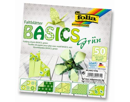 Folia Faltbltter Basics grn 50 Blatt  75g/m2, 15x15cm