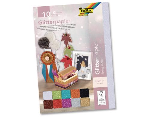 Folia Glitterpapier 10 Blatt  170g/m2, 24x34cm