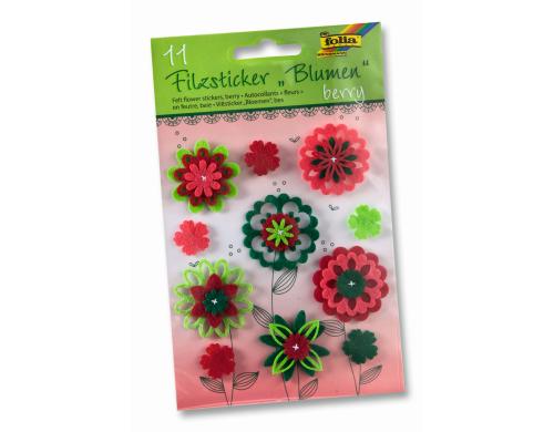 Folia Filzsticker Blumen Berry 11 Stck, selbstklebend