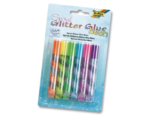 Folia Glitter Glue Spiral Neon Set mit 6 Klebestifte  10.5ml