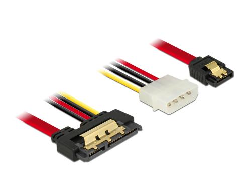 Delock SATA Kabel & Molex Strom, 30cm mit Metalclips fr zuverlssiges einrasten