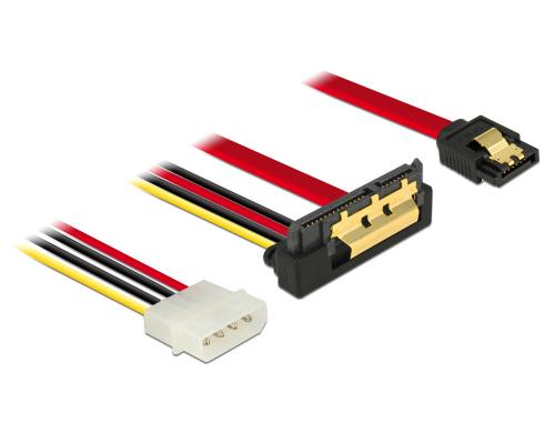 Delock SATA Kabel & Molex Strom, 30cm, gew. mit Metalclips fr zuverlssiges einrasten