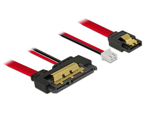 Delock SATA Kabel & 2Pin Strom, 10cm mit Metalclips fr zuverlssiges einrasten