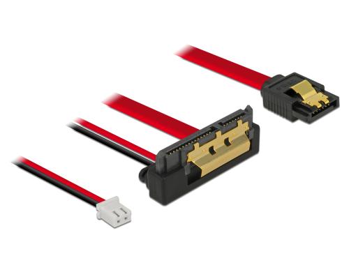 Delock SATA Kabel & 2Pin Strom, 10cm, gew. mit Metalclips fr zuverlssiges einrasten