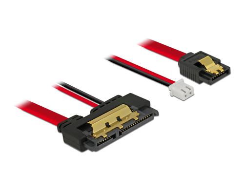 Delock SATA Kabel & 2Pin Strom, 20cm mit Metalclips fr zuverlssiges einrasten