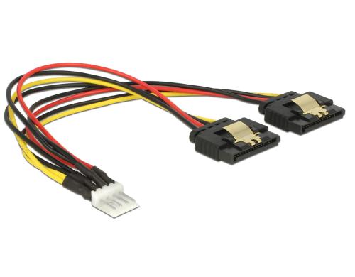 Floppy Stecker - 2x SATA Stromadapter 20cm, 5 und 12 Volt