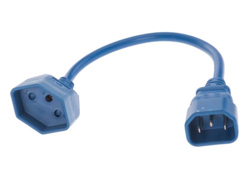 Verlngerungs-Netzkabel 0.3 m C14 / T13 3x1mm2, blau