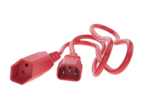 Verlngerungs-Netzkabel 0.3 m C14 / T13 3x1mm2, rot