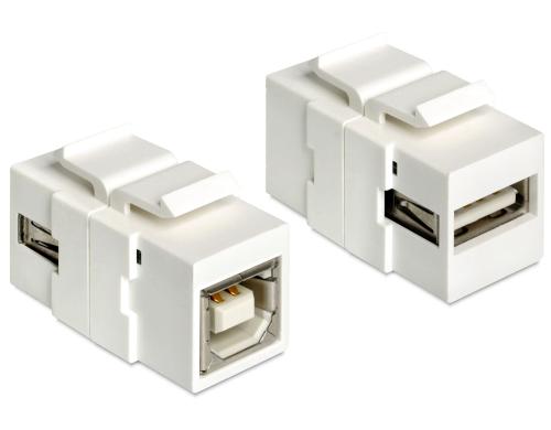 Delock Keystone Jack: USB2.0 A-Buchse-B-Buchse, weiss