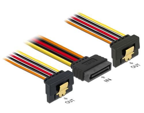 SATA zu 2x SATA Y-Stromadapter 15cm, untersttzt 3,3, 5 und 12 Volt