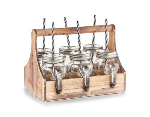 Zeller Present Trinkglser Set in Kiste Glas/Metall/Holz 29x22,5x22,1cm