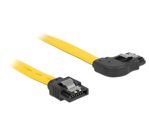 Delock SATA-3 Kabel: 50cm, Metall Clip,gelb 6 Gbps, gerade - rechts gewinkelt