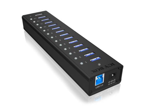 ICY BOX IB-AC6113, 13x USB3.0 Hub, 1x USB Ladeport, 1x USB3.0 Typ B