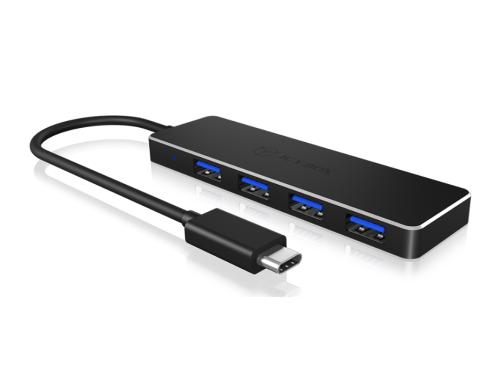 ICY BOX IB-HUB1410-C3, 4x USB3 Hub, Type-C Integriertes USB Kabel - Lnge 20 cm