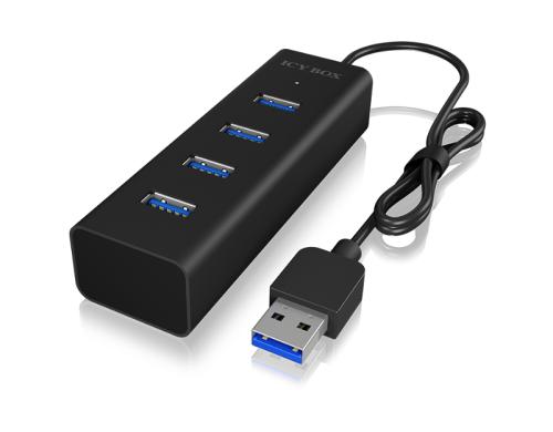 ICY BOX IB-HUB1409-U3, 4x USB3.0 Hub, TypeA Aluminium, LED Indikator