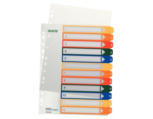 Leitz  PC-beschriftbares Register mehrfarbig, extrabreit, PP, 1-12