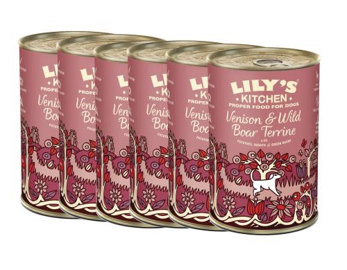 Lilys Kitchen Nassfutter fr Hunde Hirsch und Wildschwein, 6x400g