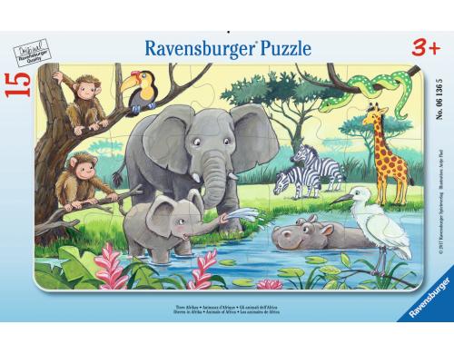 Tiere Afrikas Alter: 3+, 15 T. Rahmenpuzzles