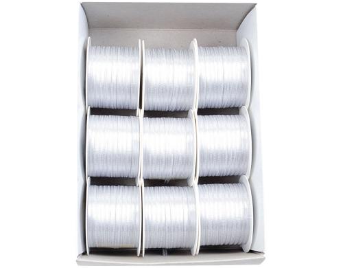 Goldina Doppelsatin-Band 3 mm Spule  10 m, weiss