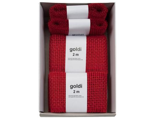 Goldina Juteband 6 cm Strngchen  2 m, rot