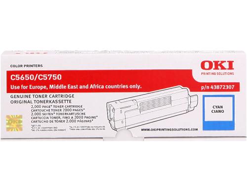 Toner cyan zu OKI C5650/5750 43872307, 2000 Seiten @5% Deckung