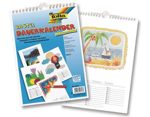 Folia Dauerkalender A4 weiss Grsse 21x29.7cm, weiss, Druck schwarz