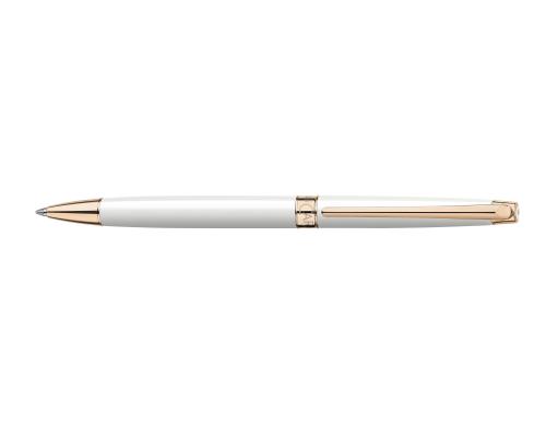 Caran d`Ache Kugelschreiber Lman Slim weiss rosegold mit Goliath Patrone blau M