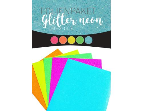 Heisstransferfolie Flex Glitter 5 Blatt  30 x 25 cm