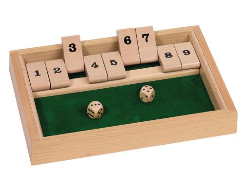 Wrfelspiel Shut the box 25,5 x 17,5 x 3,2 cm, Holz, 2 Wrfel