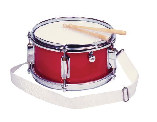 Spielmannszugtrommel mit Snare H= 14 cm, = 28 cm, Blech, rot,