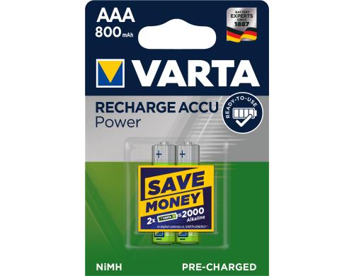 VARTA Akku AAA R2U 800mAh 2er Blister 