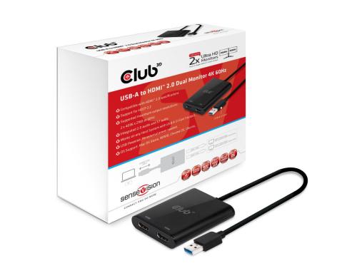 Club 3D, MST Hub USB Typ-A 3.1 auf 2x HDMI 2.0, L= 270 mm