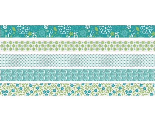 Heyda Washi Tape Blumen mini grn 1 Dispenser mit 5 Rollen