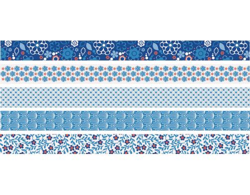 Heyda Washi Tape Blumen mini blau 1 Dispenser mit 5 Rollen